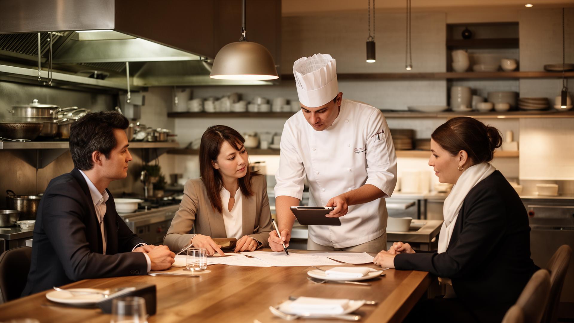 Equipo de restaurante en reunión de operaciones